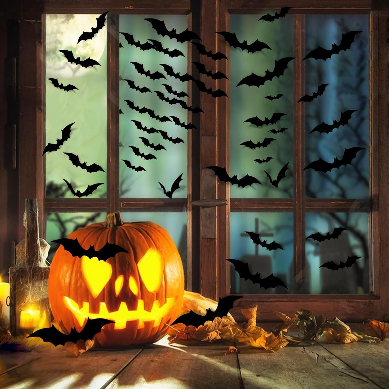 Halloween Party Supplies & Decorations 140Pcs Realistic PVC 3D Black Scary Bat Wall Stickers for Creepy Home & Indoor Decor DIY Wall Decal Bathroom Decor