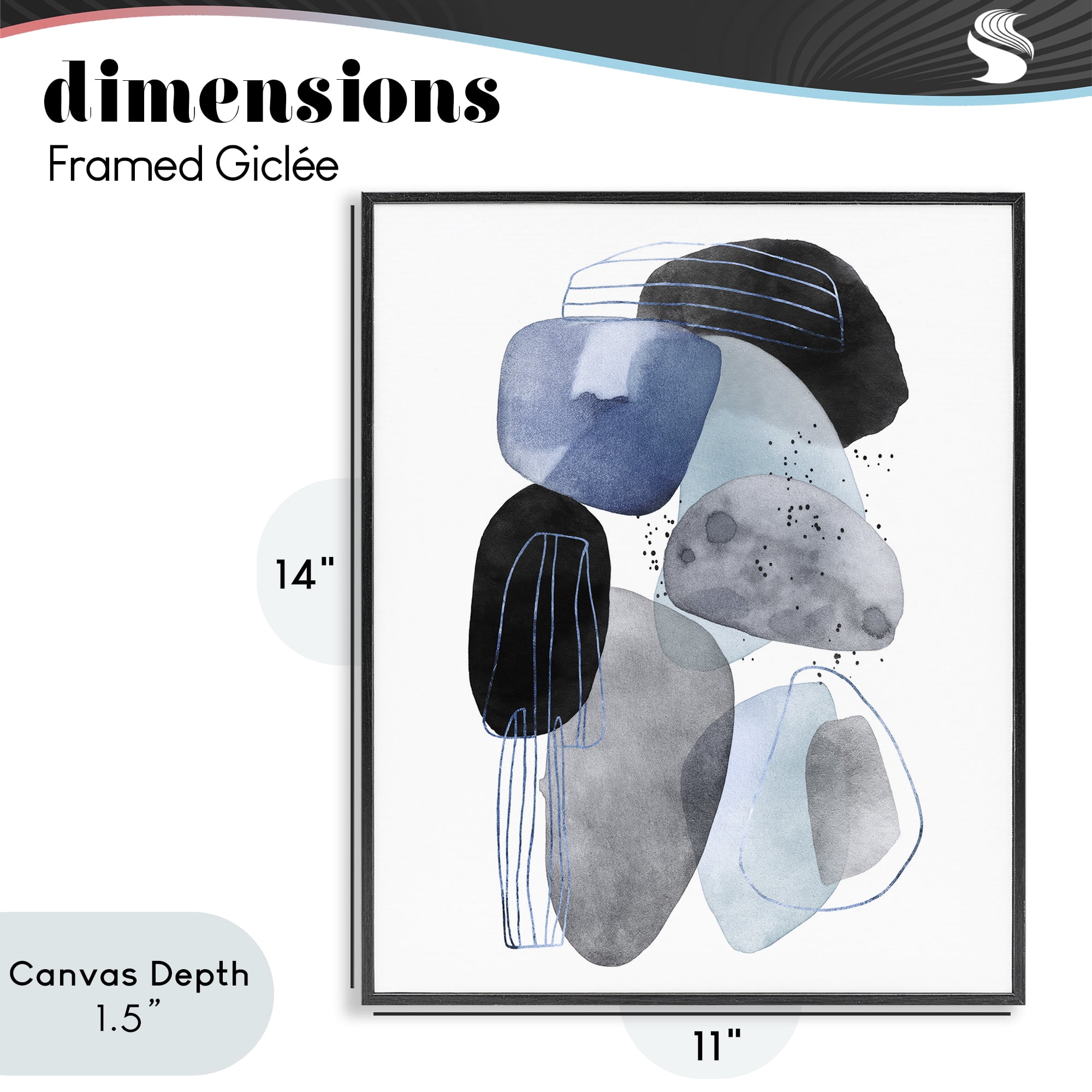 Stupell Industries Pebbles of Frozen Currents Black Framed Giclee Art, design by Svetlana Aleynikova