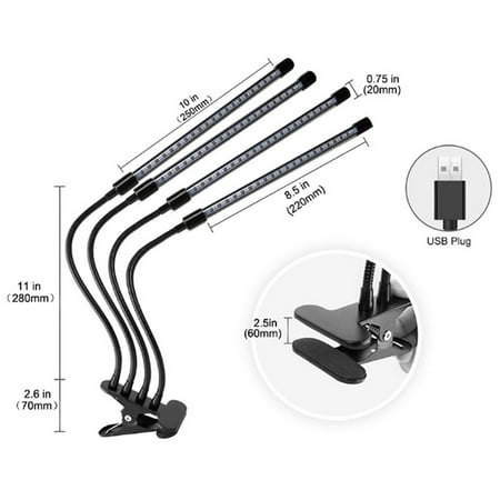 

Single/Double/Triple Head LED Grow Lamp Clip-on Desk USB Indoor Plant Flower Growing Light