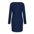 thumbnail image 7 of VSSSJ Women's Long Sleeve Casual Dresses Crew Neck Tie Waist Knee Length Daily Solid Color Comfy Loose T-Shirt Dress with Pockets Navy M, 7 of 7