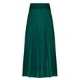 thumbnail image 5 of JGGSPWM Womens Silk Pleated Maxi Skirt Solid Color Elastic Waist Plain Satin Large Versatile Long Skirts Green M, 5 of 6