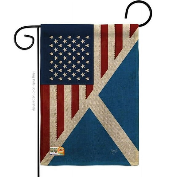 Breeze Decor BD-FS-G-108390-IP-DB-D-US16-BD 13 x 18.5 in. US Scotland Friendship Burlap Flags of the World Impressions Decorative Vertical Double Sided Garden Flag