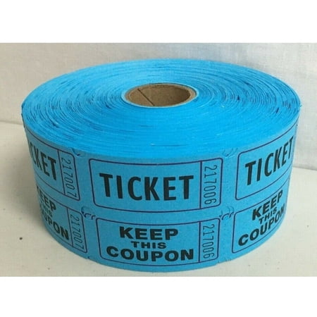 Raffle Tickets Roll of 1000 Double Stub 50/50 Split the Pot Fund Raiser, Blue