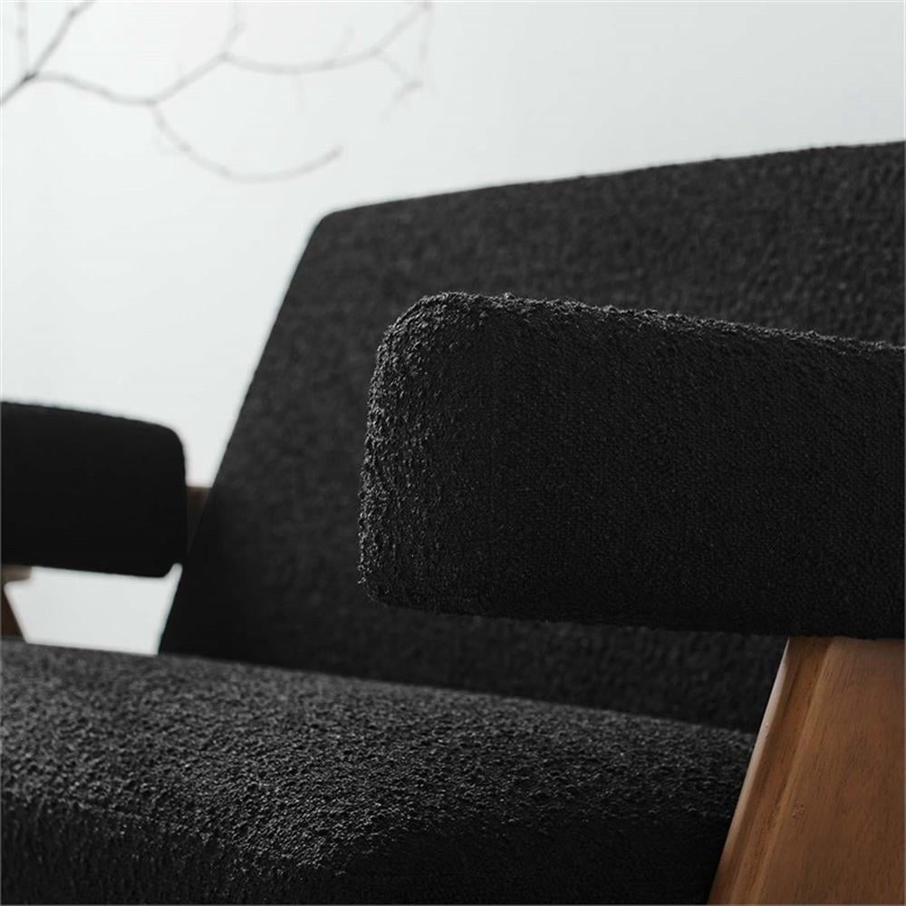 Modway Lyra Upholstered Modern Boucle Fabric Loveseat in Black