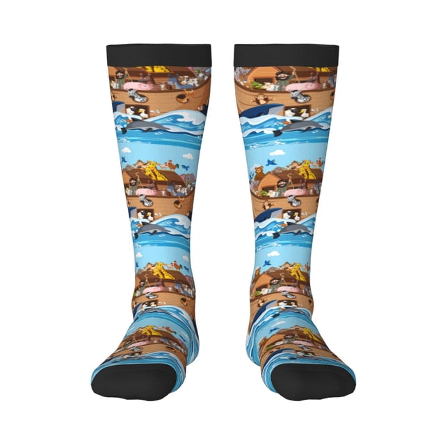 Balery Animals on Noah's Ark Floating Calcetines novedosos Calcetines deportivos Calcetines hasta la rodilla Calcetines de algodón Calcetines originales y geniales