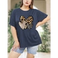thumbnail image 2 of XCHQRTI Women Leopard Heart T-Shirt Plus Size Short Sleeve Graphic Shirt Valentine's Day Top, 2 of 7