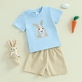 thumbnail image 5 of Okbabeha Baby Boy Easter 2 PCS Outfit Sweatsuit Bunny/Cross T-shirt Plaid Shorts Toddler Festive Clothing, 5 of 8
