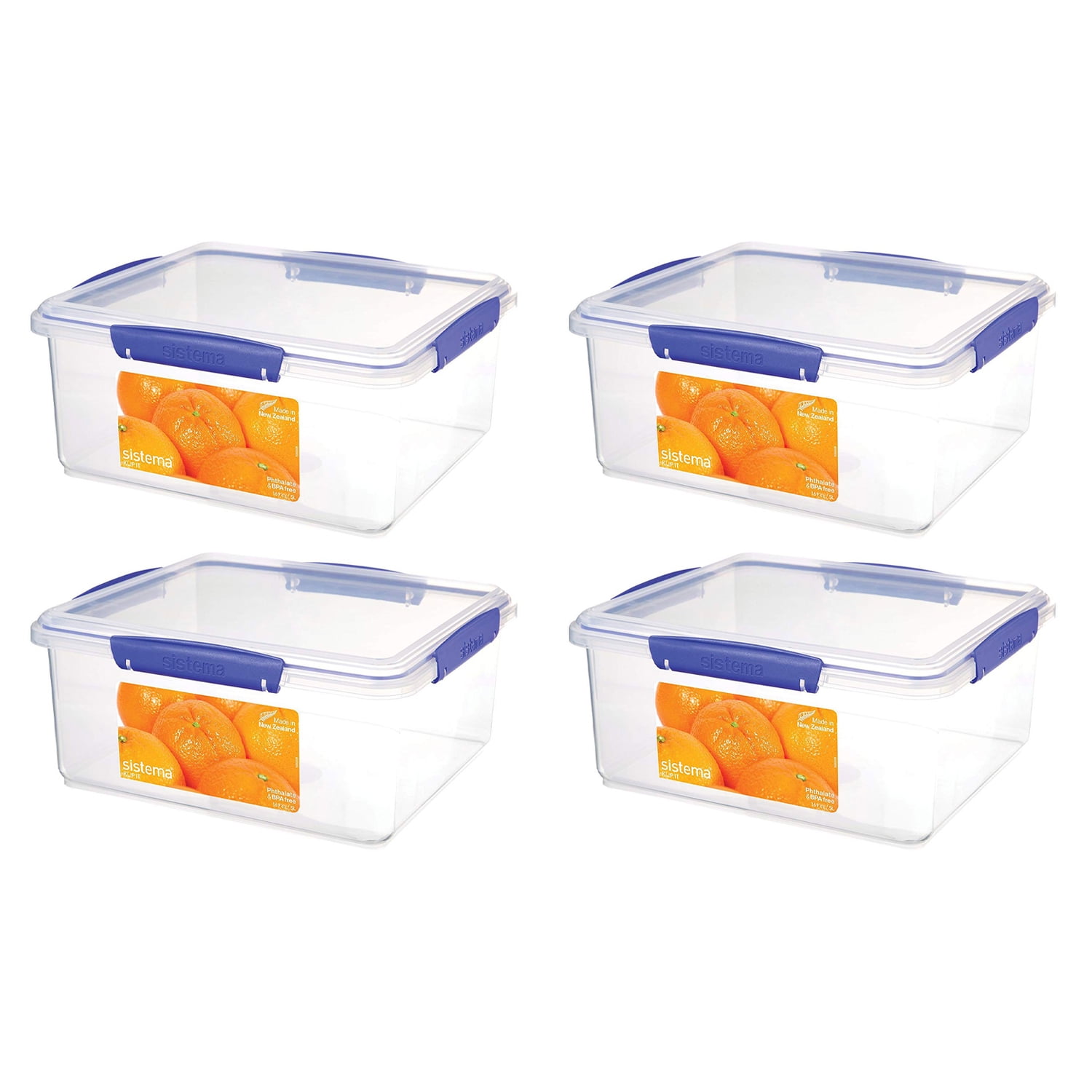 Sistema Klip It Collection 21 Cup Rectangle Food Storage Box Container (4 Pack)