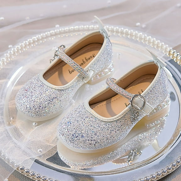 YYUIJK Girls Mary Jane Low Heel Princess Flower Wedding Party Pump Dress Shoes White 2 Little Kid