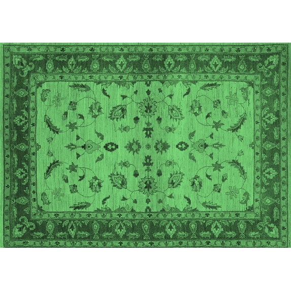 Ahgly Company Indoor Rectangle Oriental Emerald Green Traditional Area Rugs, 2' x 3'