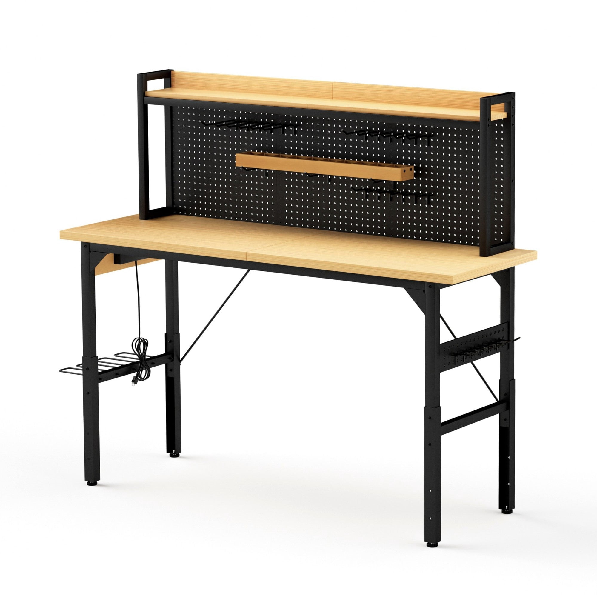 Sailvan 71" Adjustable Workbench with Pegboard, Heavy Duty Wooden Desktop
