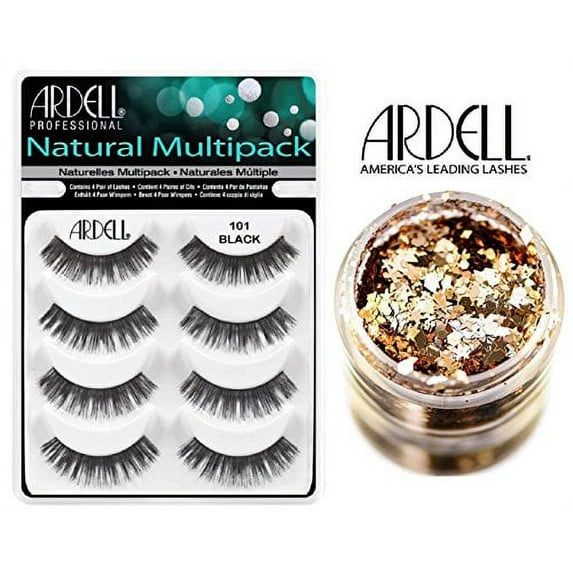 Ardell NATURAL MULTIPACK Lashes (with bonus Skin/Hair GLITTER) - Wispies Brown