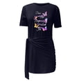 thumbnail image 4 of RXIRUCGD Robes d'Été pour Femmes Mode Décontractée Robe T-Shirt Robe Mini Robe de Plage Robe d'Été pour Dames Manches Courtes Col Rond Plissée Imprimée Nœud Ceinturée Robe Mini Irrégulière Robe de Travail Quotidienne, 4 of 6
