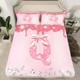 thumbnail image 2 of jejeloiu Bowtie Monogrammed Q Queen Sheet Sets,Cute Girls Bowknot Flat Sheet,Silver Diamond Queen Fitted Sheet For Child,Microfiber Room Decorative,4pcs, 2 of 7
