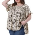 thumbnail image 2 of DARING DIVA Women's Plus Polka Dots Ruffle Sleeves Babydoll Tiered Blouse 4X Apricot, 2 of 6