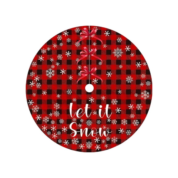 Christmas Tree Skirt, 35-Inch Round Plush Xmas Tree Skirt with Snowflake Print, Holiday Decoration for Festive Home Ambiance Style A