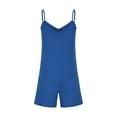 thumbnail image 5 of Teissuly Women's Fashion Sexy Solid Sleeveless V-Neck Pleated Short Jumpsuit, 5 of 6