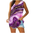 thumbnail image 2 of Summer Saving Wycnly Womens Tank Tops Comfy Lightweight Classic Tunic Vest Tee Tops Summer Fashion Marbled Print V-Neck Sleeveless Shirts Blouse Purple m, 2 of 6