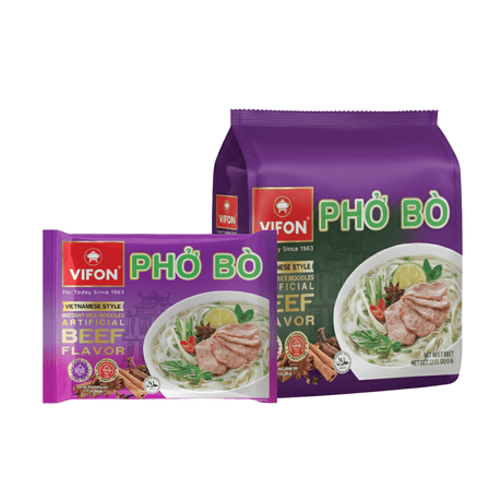 VIFON Instant Rice Noodles, Artificial Beef Flavor, 2.11oz x 4 Pack