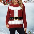thumbnail image 1 of Qiopertar Mode Femmes Imprimé Col Rond Pull Tops Manches Longues Blouse Confortable Chandail en Molleton Offres de la Semaine Liquidation Moins de 5$ jusqu'à 90 % de Réduction, 1 of 3