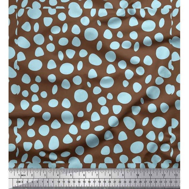 Soimoi Brown Poly Georgette Fabric Tumble Stone Abstract Print Sewing Fabric Yard 42 Inch Wide