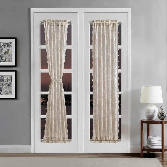 Warm Home Designs 30" W x 72" L Gold Linen Lace French Door Curtains. LFD Linen 30x72