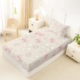 thumbnail image 5 of spefrowx Pastel Bowknot Twin Sheets for Teens, Beige Pearl Heart Print Bedding, 3-Piece, 1 Flat Sheet, 1 Fitted Sheet and 1 Pillowcase, 5 of 6