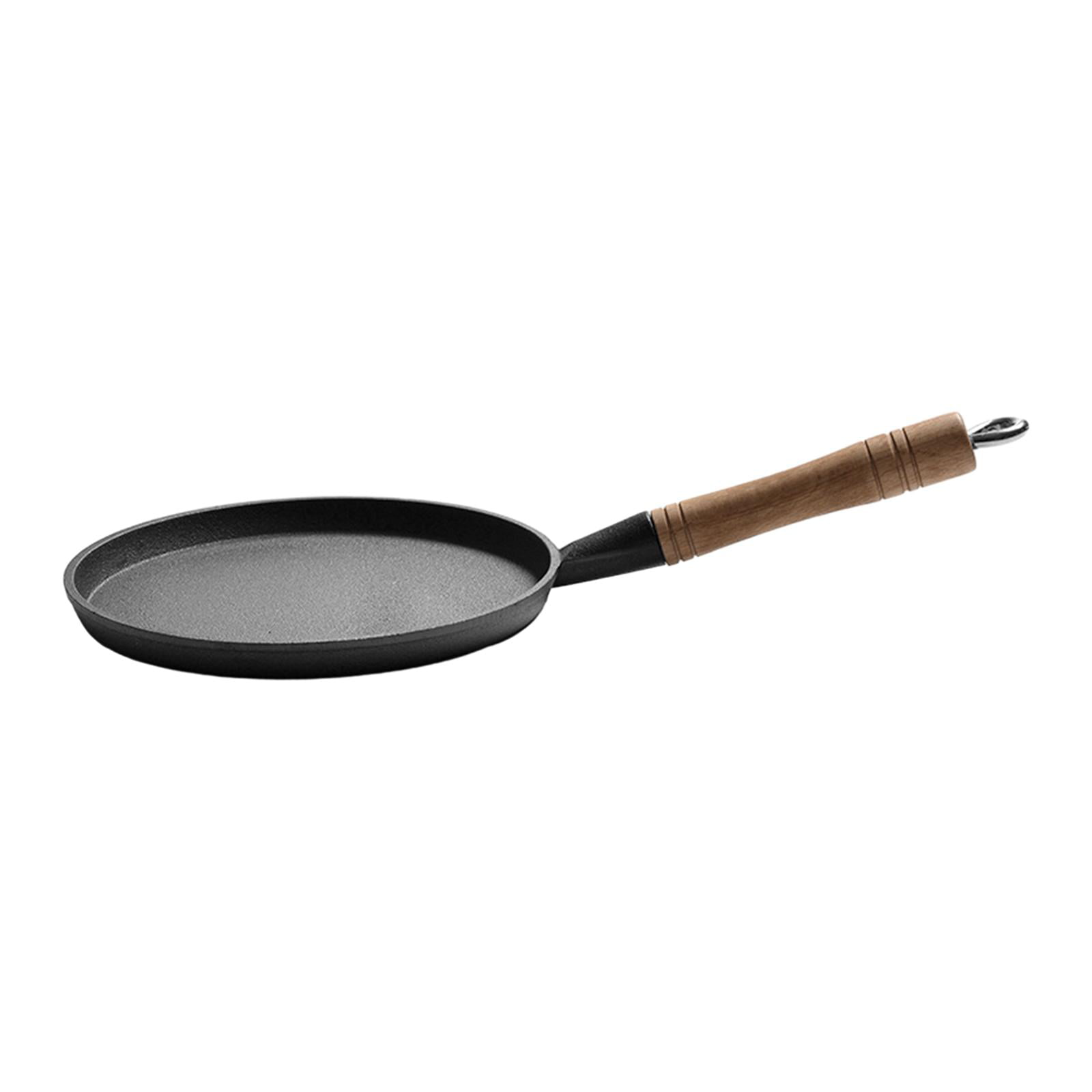 Cast Iron Double Wooden Handle Flat Single Bottom Shallow Frying Pan  Pancake Anti-scalding Hand Barbecue Fish Plate Cooking Tool - AliExpress