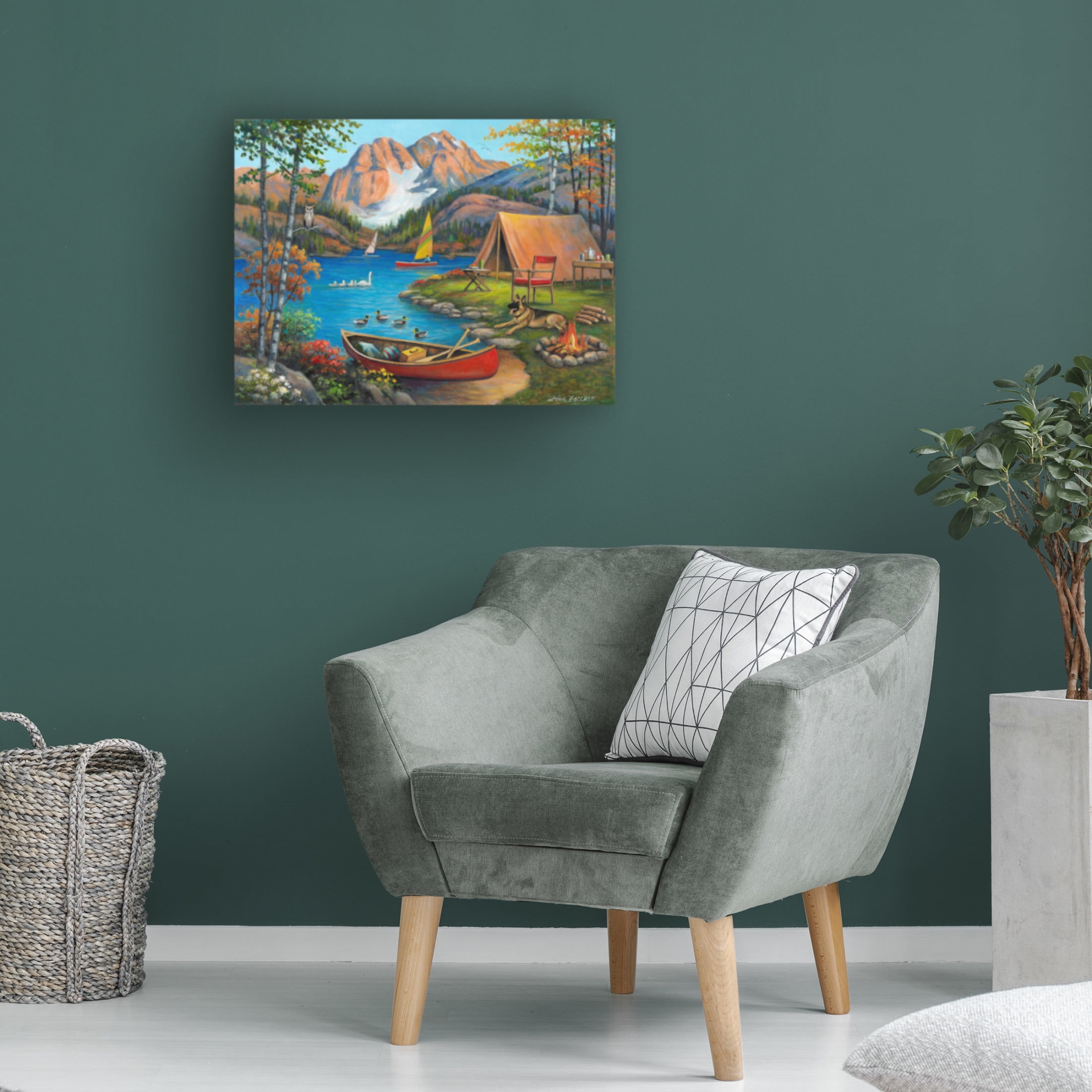 Canvas Wall Art - John Zaccheo 'Picturesque Campsite' Wall Art for Living Room, Bedroom, or Office Décor by Trademark Fine Art - 24 x 18 Inches