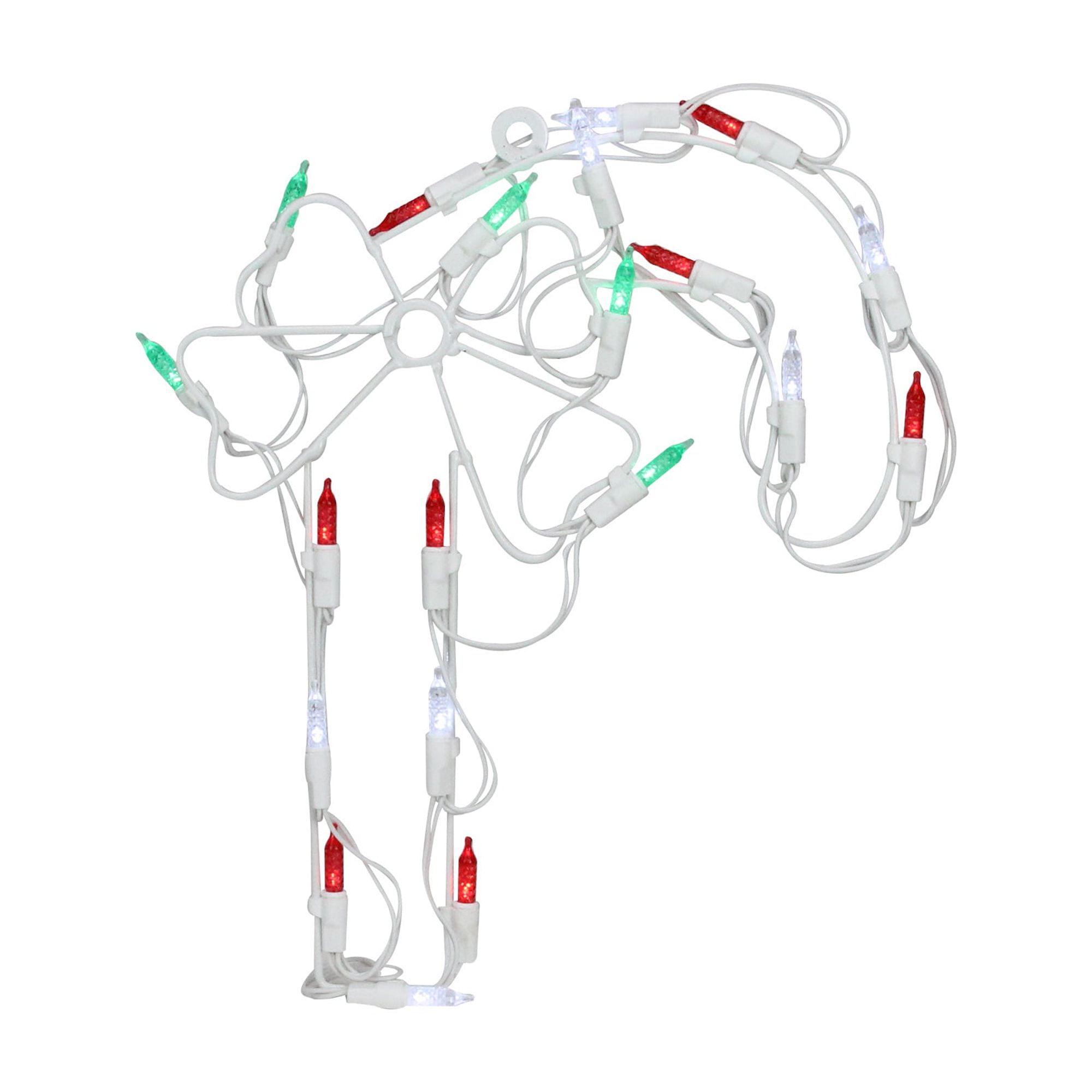 12" Battery Operated LED Lighted Candy Cane Christmas Window Silhouette w/ Timer