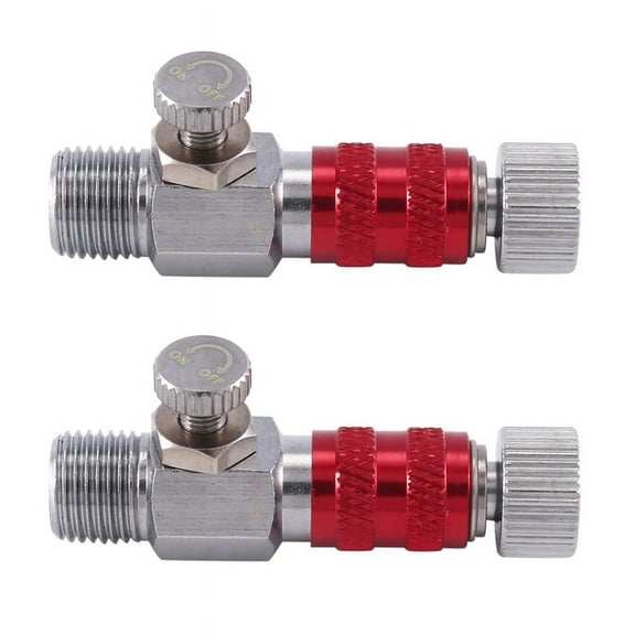 2X Airbrush Quick Release Air Control Fitting Adapter 1/8 Inch Threaded Hose Connection Adjustment Valve Tool SD-405R,2 x Airbrush Adapter,Silver&Red