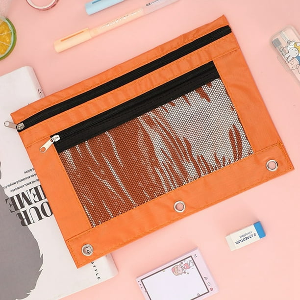 Paaisye Double Zipper Pencil Bag Transparent Mesh File Bag Zipper