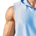 thumbnail image 5 of Men's Workout Hooded Tank Tops Gym Sleeveless Hoodies Quick Dry Bodybuilding Muscle Cut off T-Shirt Athletic Vest Light Blue, 5 of 6