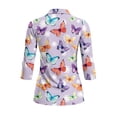 thumbnail image 3 of Uorisanigo Colorful Butterfly Womens Golf Shirt Quick Dry Casual Women's 3/4 Sleeve Athletic Golf Shirts Quarter Zip Workout Tops Comfortable Fashion Tennis Tops Workout Sports, 3 of 7