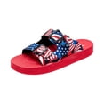 thumbnail image 2 of pwidon 4th of July Women's Double Buckle Platform Slide Sandals American Flag Adjustable Strap Open Toe Slip On Patriotic Beach Walking Slides Red 9.5, 2 of 5