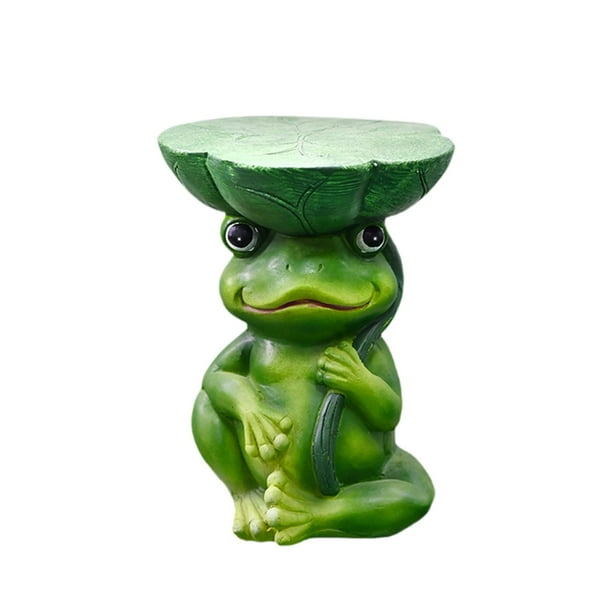 Estatua de rana para exteriores, de patio, asiento de animal, taburete de jardín, figura coleccionable pintada, escultura creativa, regalo para