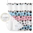 thumbnail image 2 of Pink Blue Paw Print No Hook Shower Curtain Waterproof, Bathroom Curtains with Snap in Liners and See Through Top Window, Vintage Farmhouse Wooden Grain Hotel Style Bathtub Curtains Shower 72"Wx78"L, 2 of 8