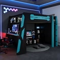 thumbnail image 4 of Mirightone Gaming Loft Bed with Desk and RGB Light, Full Size Wood Loft Bed Frame with Storage Shelve for Boys Girls Teens. (Cloud Blue), 4 of 7