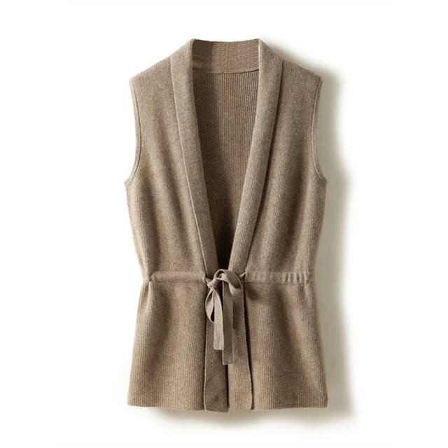 Chaleco de cuello en V de lana merino 100 % para mujer, cárdigan de punto corto, abrigo, suéter, chaqueta de moda de primavera y otoño 2022