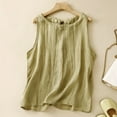 thumbnail image 2 of Women's Casual Boho Crinkled Tank Top Sleeveless Loose Fit Breathable Summer Blouse Comfortable Pure Color Flowy Tee, 2 of 2