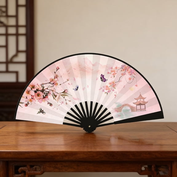 Aodebiao 1 Pc Floral Fabric Folding Fans – Elegant Wedding Fans for Guests, Chinese Folding Fan, Japanese Handheld Fan, Asian Style Party Decorations & Gifts