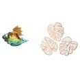 thumbnail image 1 of Figura de de cristal, decoración artística de animales marinos, estatua artesanal, adorno con hojas de palma, pared de madera, decoración cre, 1 of 8