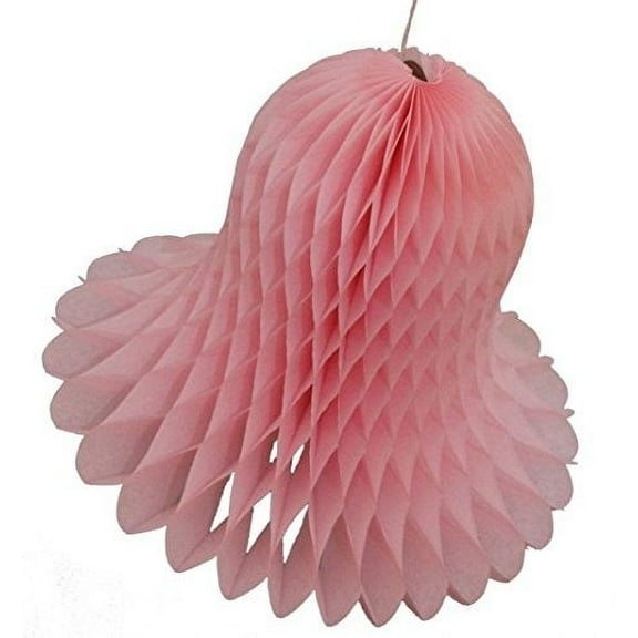 3-pack 9 Inch Hanging Honeycomb Tissue Paper Bell Decoration, Light Pink, by Devra Party