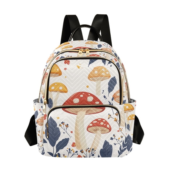 FORMRS Mini Backpack Purse for Women Travel Daypack Casual Shoulder Bag, White Mushroom