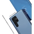 thumbnail image 5 of Mirror Case for Samsung Galaxy S23 Ultra (NOT S23) Support Wireless Charging, Smart Clear View Cover Ultra Thin with Kickstand Flip Phone Case for Samsung Galaxy S23 Ultra 5G QH Blue, 5 of 10