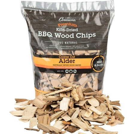 Camerons Products Alder Wood Smoker Chips ~ (2lb. Coarse), 260 cu. in. - 100% All Natural, Coarse Wood Smoking and Barbecue Chips, Packaging May Vary