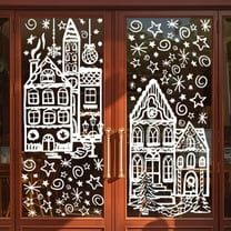 Snow Houses Christmas Window Clings Xmas Window Decal Snowman Stickers for Christmas Party Home Decor