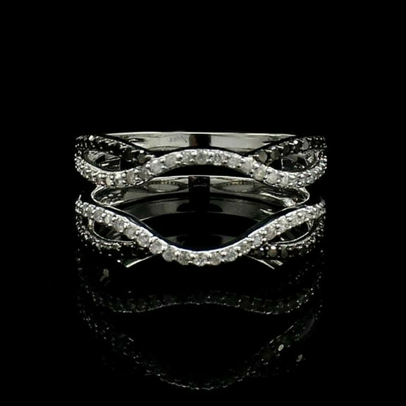 Divine_creation 2.30 Ctw Round Cut Black Diamond Wedding Enhancer Guard Wrap Ring 14K White Gold Plated 925 Sterling Silver 925 Sterling Silver -5.5