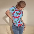 thumbnail image 3 of Balery Cherry Body de cuello redondo de manga corta para mujer Tops de manga corta Tops básicos-Medium, 3 of 7