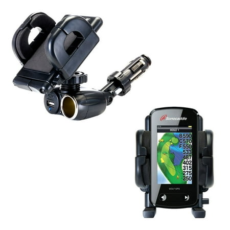 Golf Cigar Holder - Dual USB / 12V Charger Car Cigarette Lighter Mount and Holder for the Sonocaddie v500 Golf GPS